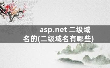asp.net 二级域名的(二级域名有哪些)